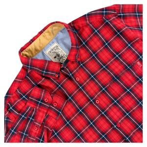 RSVLTS The Roosevelts Shirt Mens XL Red Plaid Long Sleeve Button Down‎ Flannel